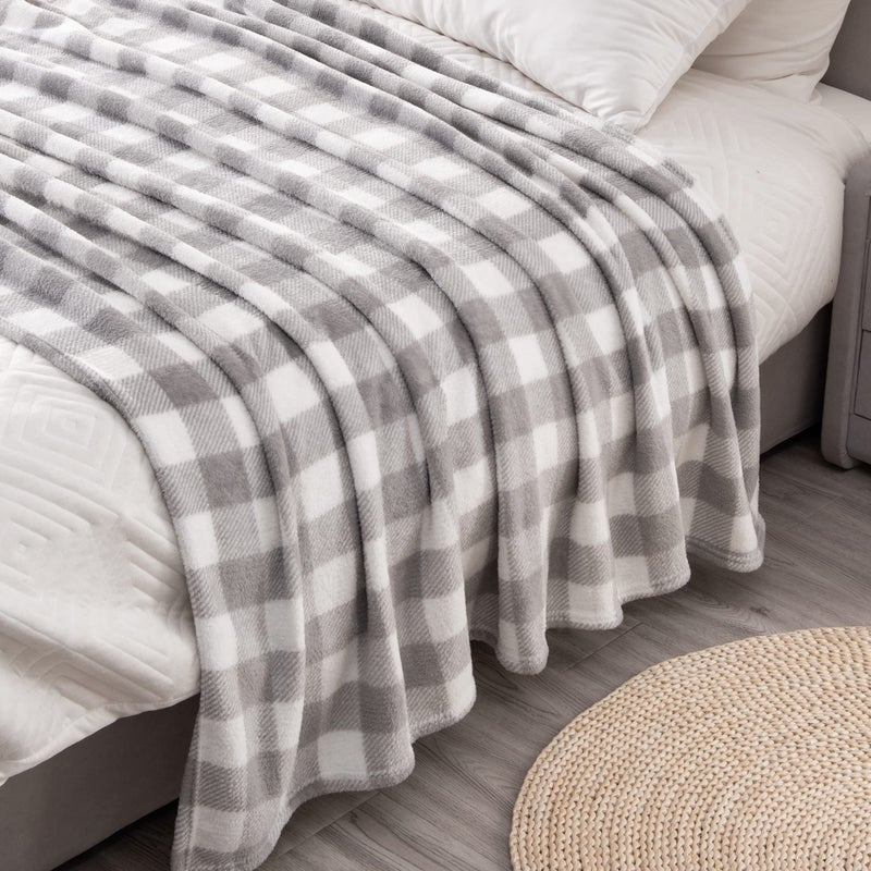 بيديليت بيدليت الصوف رمي بطانية للأريكة أريكة سرير فاخر عيد الميلاد الجاموس منقوش ديكور رمادي وبيضاء بطانية مريحة غامضة ناعمة خفيفة الوزن دافئة لفصل الشتاء - Image 4