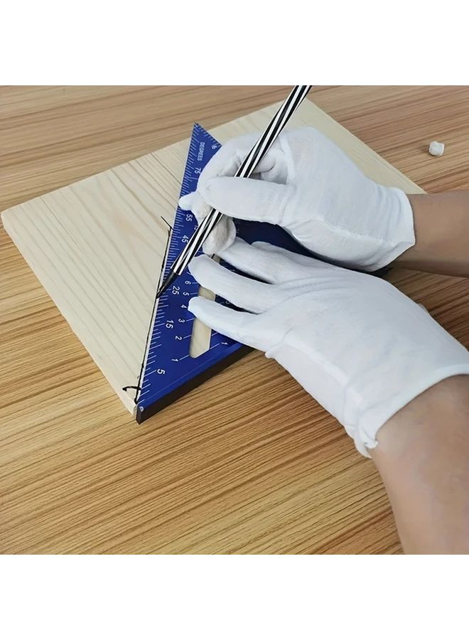 12 Inch Blue Aluminum Alloy Triangle Ruler Protractor Metric Scale Precision Woodworking Tool - Image 4