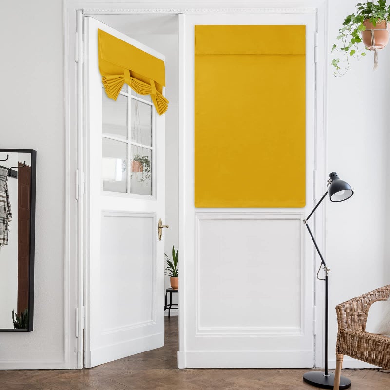 HOMEIDEAS HOMEIDEAS French Door Curtains  Privacy Door Window Curtains  26 X 40 Inch Blackout French Door Shades for Glass Door  Thermal Insulated Tie Up Shades Door Window Coverings  1 Panel  Mustard Yellow - Image 1