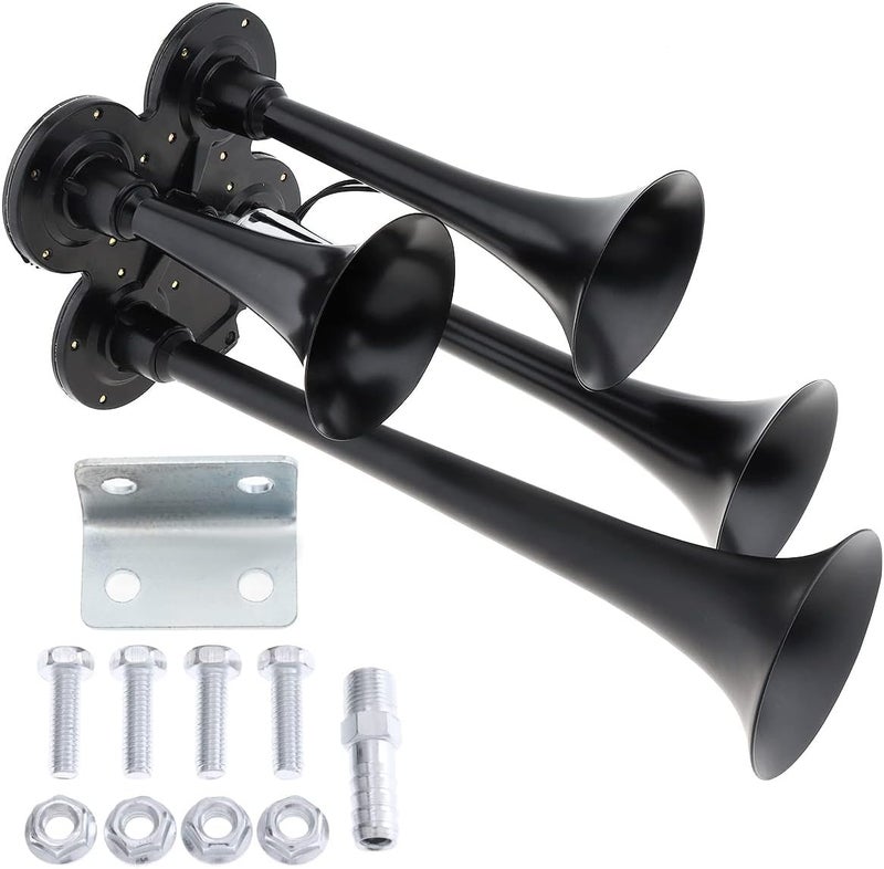 DriSentri 4 Trumpet Air Horn Train Horn 12V 178dB Super Loud Black - Image 1