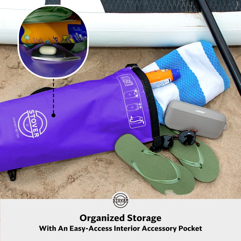 STOVER 5/10/25/30/40/55L Waterproof Dry Bag, Medium Lightweight Roll Top Dry Bag Backpack w/Waterproof Phone Case, Kayaking, Travel, Hiking, Fishing, Tubing, Camping, the Beach, Men/Women (Purple) - Image 4