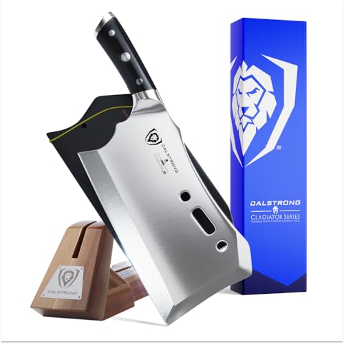 Dalstrong Obliterator Meat & Veggie Cleaver Knife - 9 inch - Gladiator Series R - Wood Stand & Sheath Cover - Razor Sharp Heavy Duty Bone Chopper- 3lbs 6mm Thick - 7CR17MOV Carbon Steel - G10 Handle - Image 1