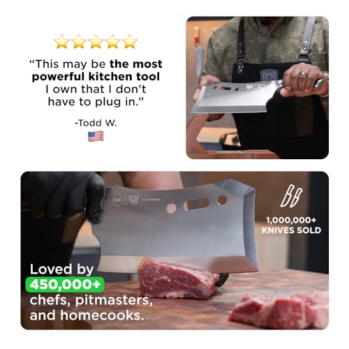 Dalstrong Obliterator Meat & Veggie Cleaver Knife - 9 inch - Gladiator Series R - Wood Stand & Sheath Cover - Razor Sharp Heavy Duty Bone Chopper- 3lbs 6mm Thick - 7CR17MOV Carbon Steel - G10 Handle - Image 5
