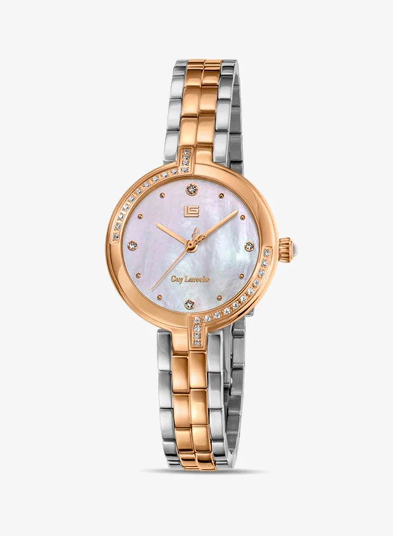 Guy Laroche Angela White Dial Stainless Steel Bracelet Analog Watch for Women, 27mm