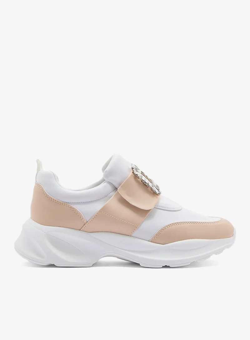 Ginger Diamante Trim  Mix Material Lycra Sneakers