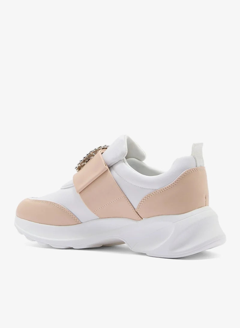 Ginger Diamante Trim  Mix Material Lycra Sneakers