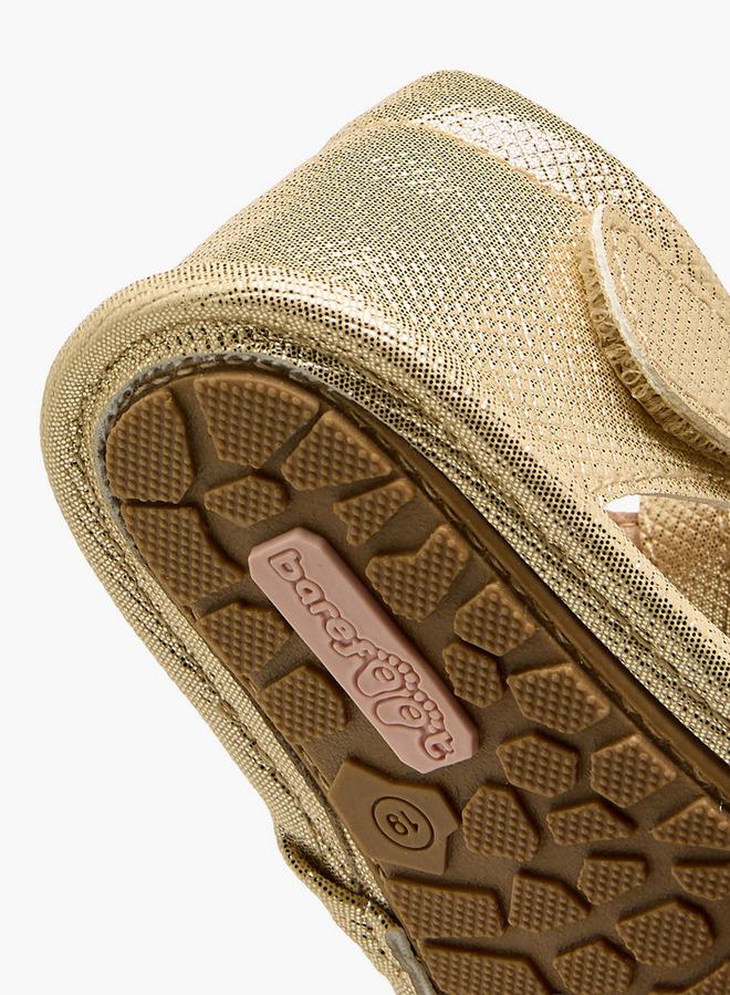 Barefeet Sandels With Hook & Loop Closure, Metallic Design - Image 5