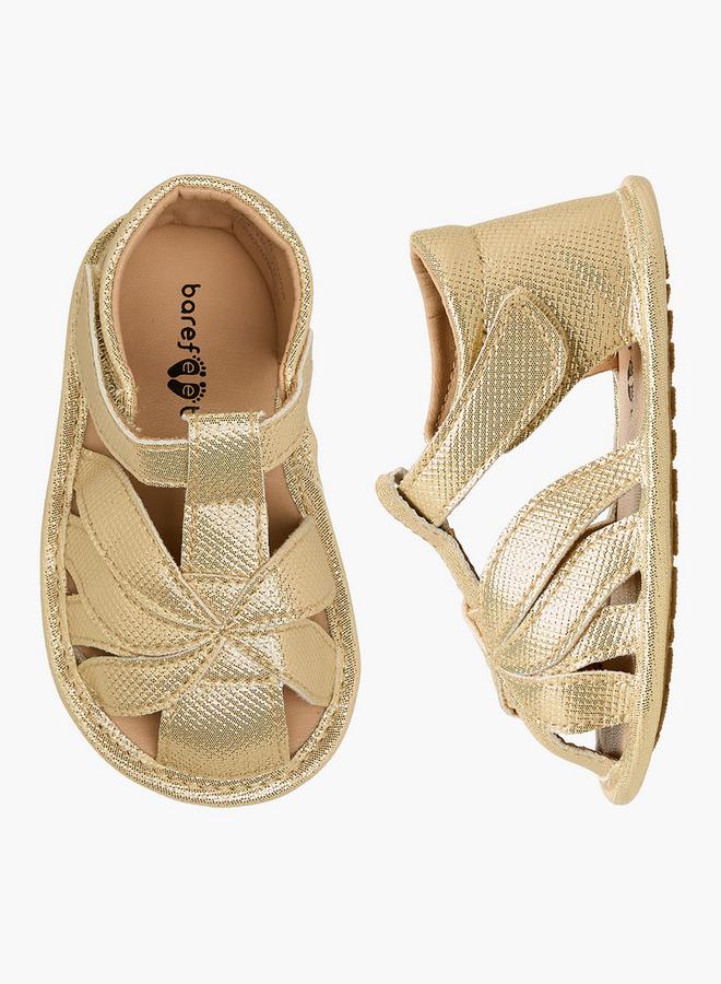 Barefeet Sandels With Hook & Loop Closure, Metallic Design - Image 1