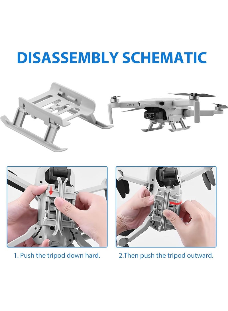 BRDRC أرجل تمديد لهيكل الهبوط متوافقة مع DJI Mini 4K / Mini 2 SE للطائرة القابلة للطي - واقيات تثبيت المراوح، أرجل رفع سريعة الفك لزيادة الارتفاع، إكسسوار لطائرة Mavic Mini - Image 3