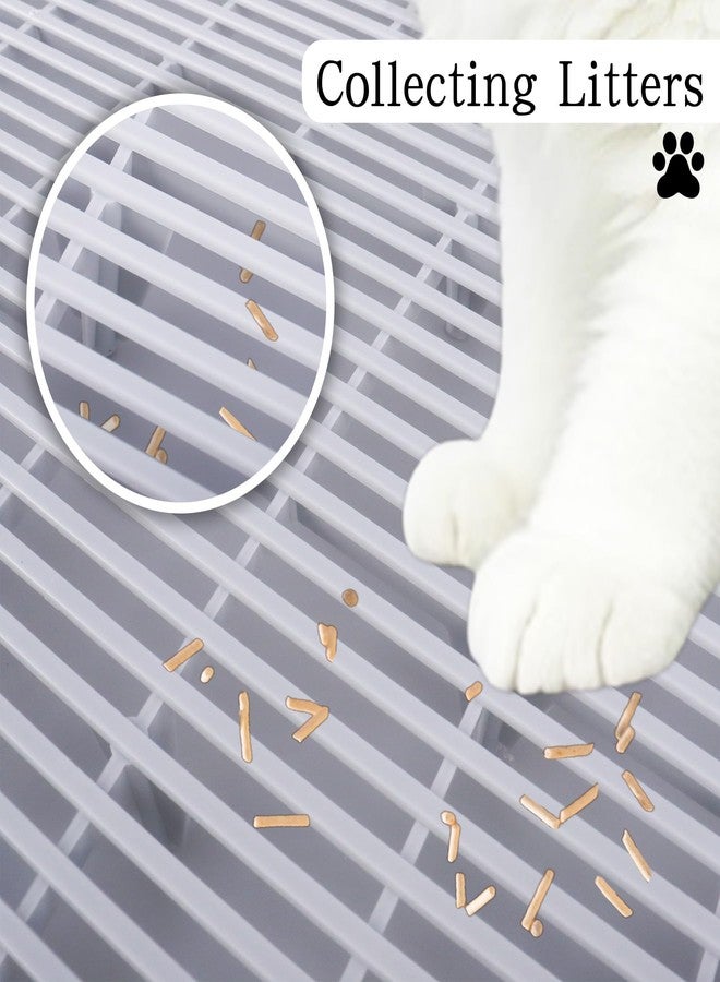 Dmnnlp Cat Litter Box Step, 20.1"x 16"x 6" Dual-Layer Litter Trapping Ramp for Senior and Kittens, 2 Stool Heights, Protects Floors from Urine Messes(Grey) - Image 3