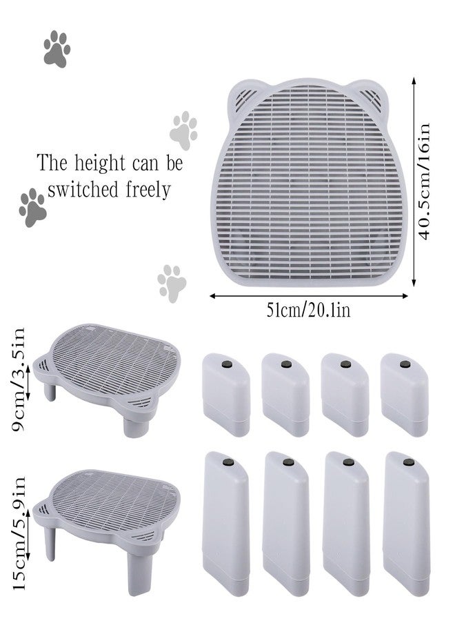 Dmnnlp Cat Litter Box Step, 20.1"x 16"x 6" Dual-Layer Litter Trapping Ramp for Senior and Kittens, 2 Stool Heights, Protects Floors from Urine Messes(Grey) - Image 2