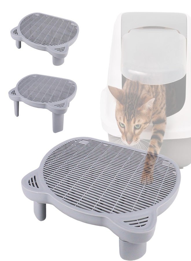 Dmnnlp Cat Litter Box Step, 20.1"x 16"x 6" Dual-Layer Litter Trapping Ramp for Senior and Kittens, 2 Stool Heights, Protects Floors from Urine Messes(Grey) - Image 1