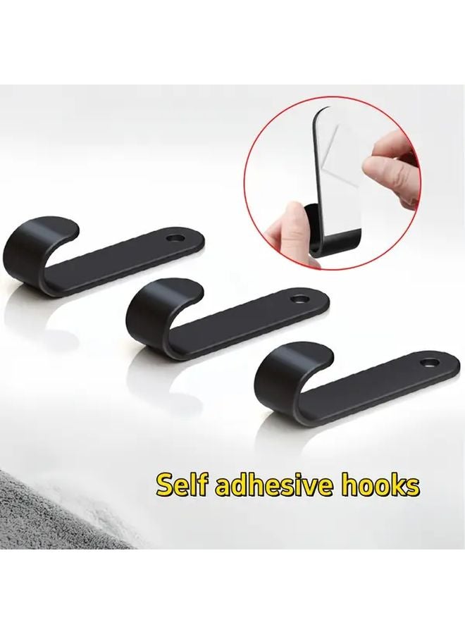 4pcs Black J Shaped Self Adhesive Hooks Heavy Duty Metal Wall Mounted Storage For Towels Keys - Image 5
