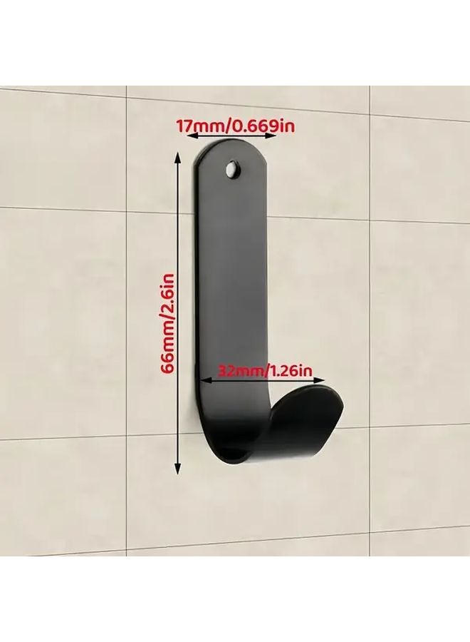 4pcs Black J Shaped Self Adhesive Hooks Heavy Duty Metal Wall Mounted Storage For Towels Keys - Image 4