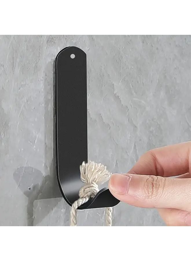 4pcs Black J Shaped Self Adhesive Hooks Heavy Duty Metal Wall Mounted Storage For Towels Keys - Image 3