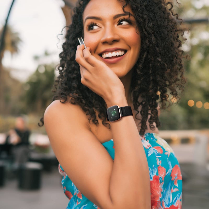 Witzon Compatible with Fitbit Versa/Lite/Fitbit Versa 2 Bands for Women Men, Adjustable Strechy Solo Loop Replacement Wristband Elastic Bands for Versa 2 Smart Watch, Black - Image 4