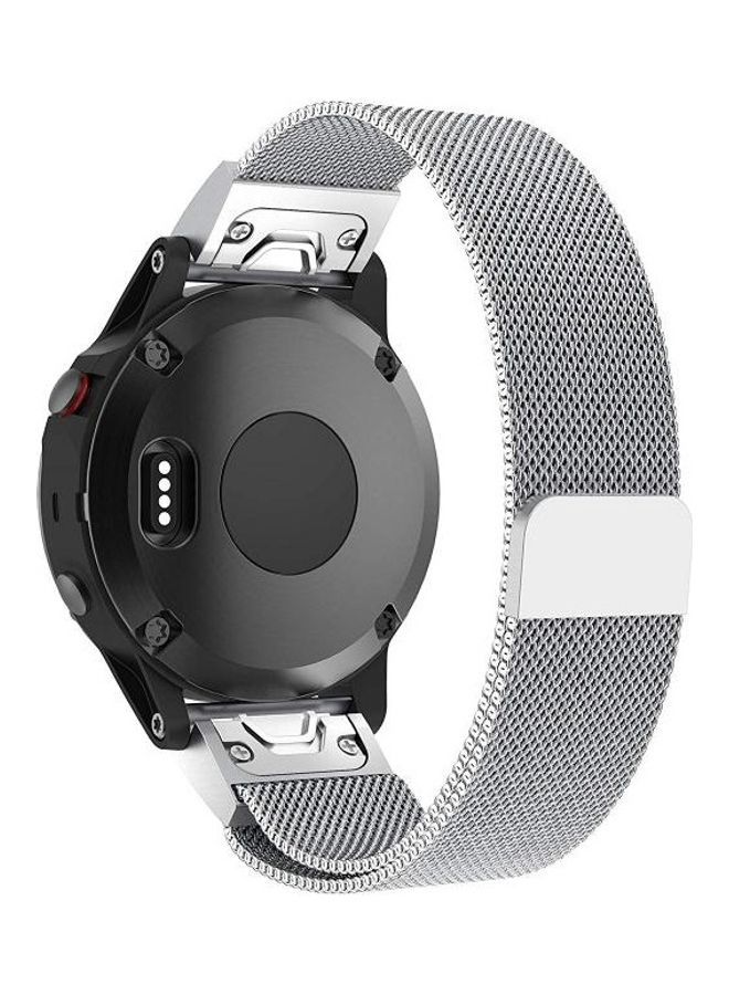 NIBEMINENT Milan Stainless Steel Metal Watchband For Garmin Fenix 5X Silver - Image 2