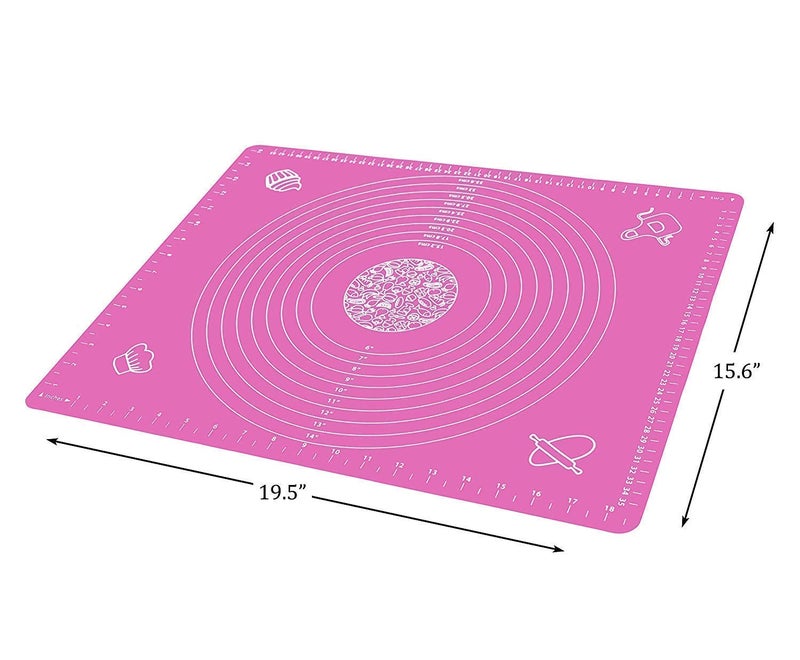 YAJNAS Silicone Baking mat Baking Sheet Fondant Rolling Mat Stretchable NonStick Silicon Mat for Kitchen Cake Baking Mats Pastry Chapati Cake Mat Color Pink Size 195 Inch X 156 Inch - Image 3