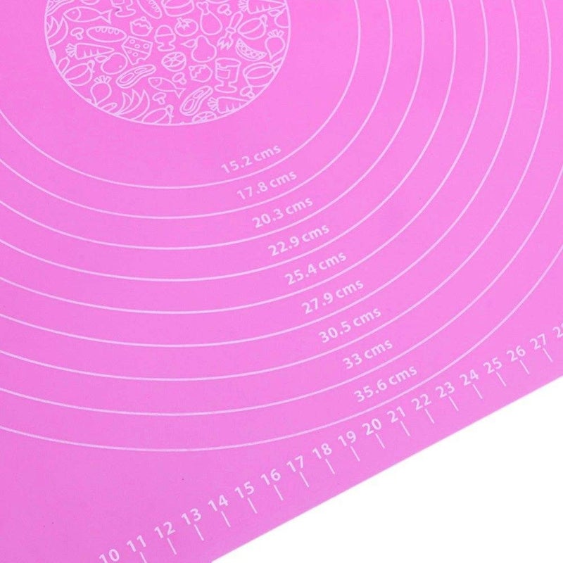 YAJNAS Silicone Baking mat Baking Sheet Fondant Rolling Mat Stretchable NonStick Silicon Mat for Kitchen Cake Baking Mats Pastry Chapati Cake Mat Color Pink Size 195 Inch X 156 Inch - Image 4