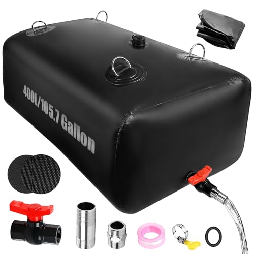 Budiwati 400 L1057 Gallon Water Storage Bladder Foldable Portable Water Bladder Tank Large Capacity Water Bag Container for Camping Truck RV Emergency OutdoorBlack - Image 1