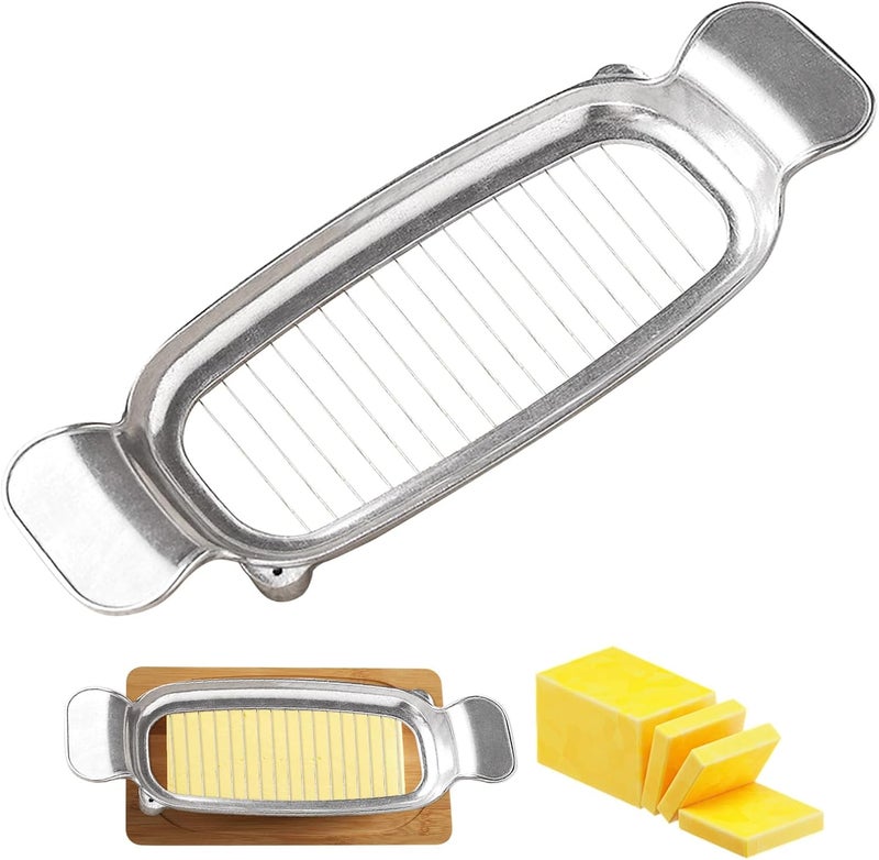 Silbingan Butter & Cheese Slicer Cutter, Stainless Steel Wire Cheese Slicer, Safe for Food Contact, Multipurpose Handheld Butter Cutter for Block Cheese, Butter, Soft Fruits, and Dishwasher Safe - Image 1