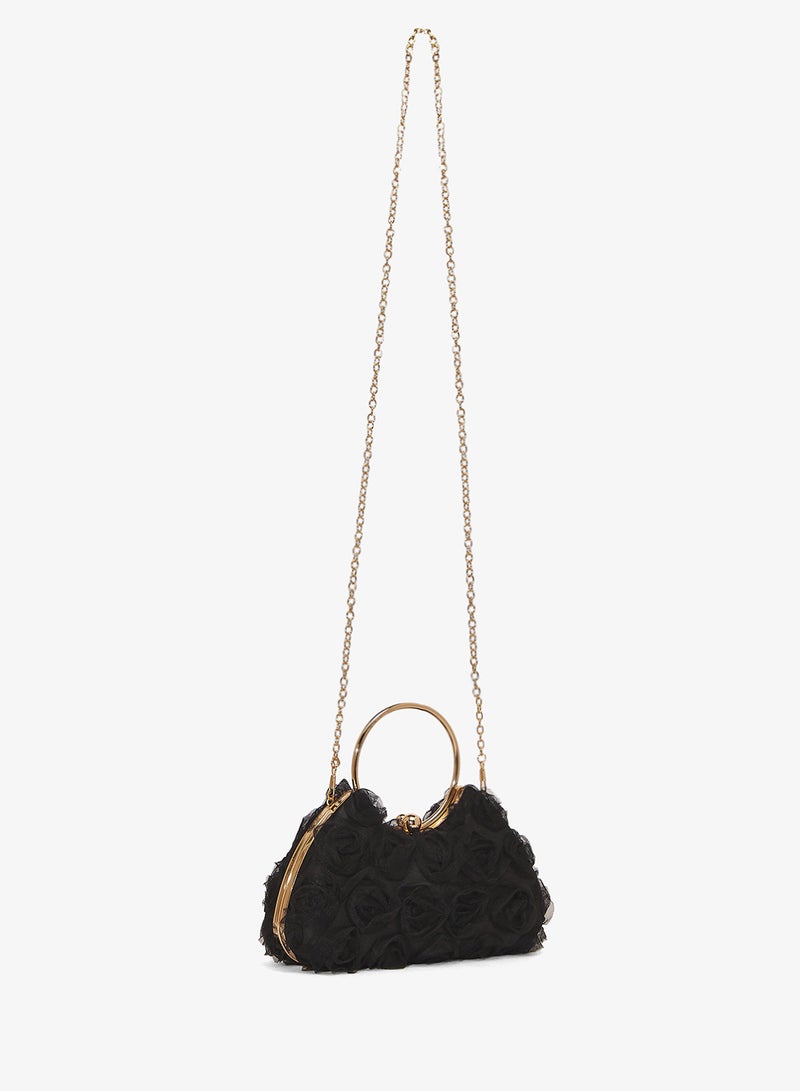 Khizana Black Detailed Ring Handle Bag - Image 2