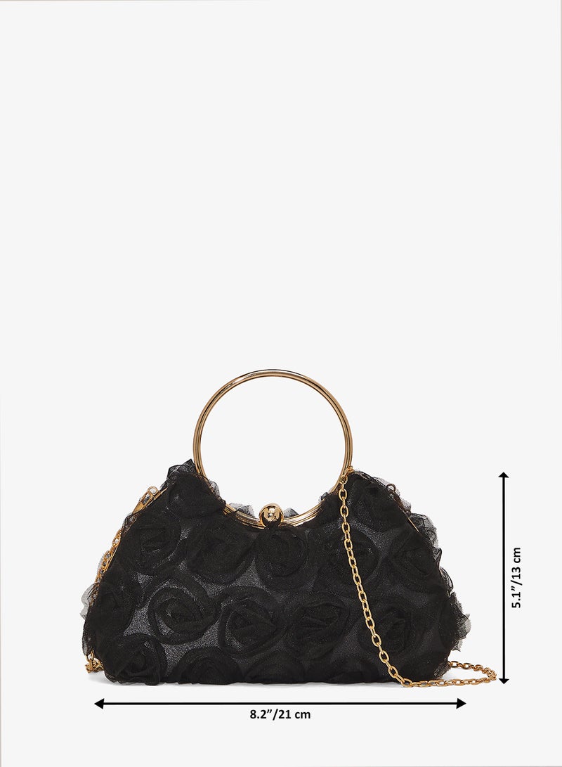 Khizana Black Detailed Ring Handle Bag - Image 5