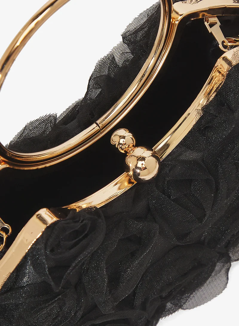 خزانة حقيبة يد بمقبض حلقي أسود مفصل