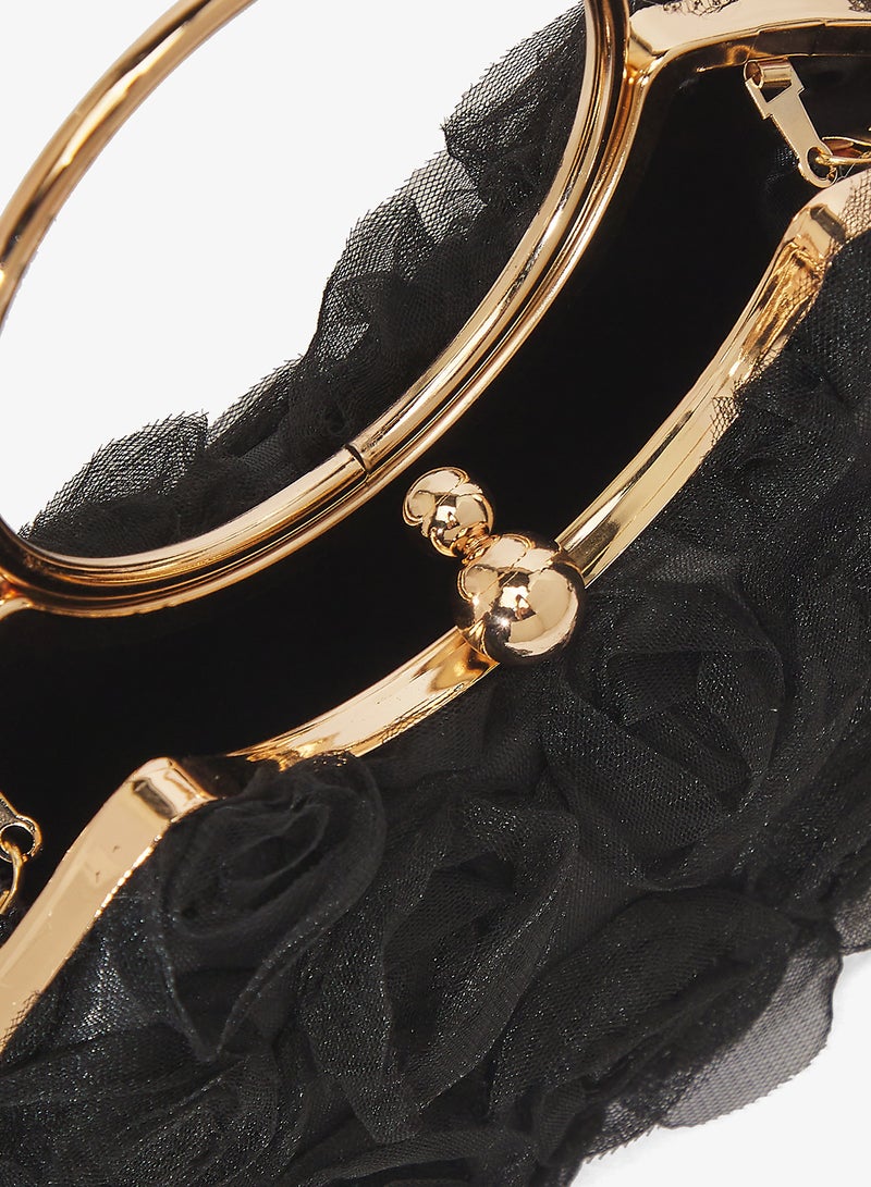 Khizana Black Detailed Ring Handle Bag - Image 4