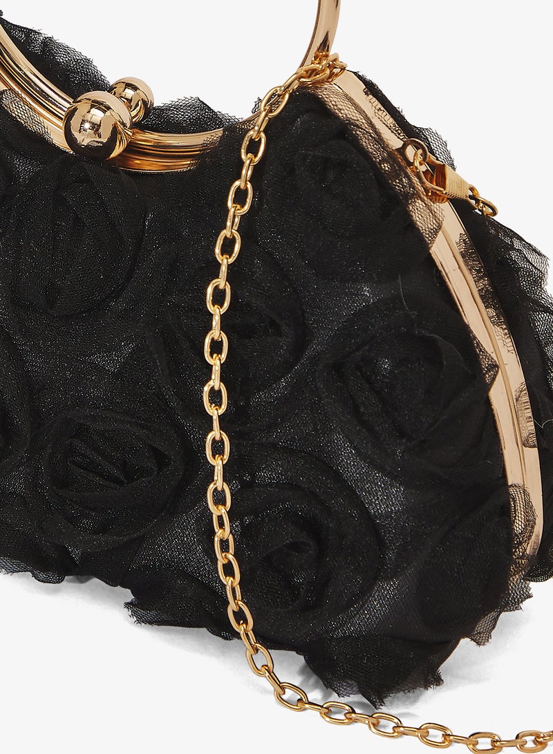 Khizana Black Detailed Ring Handle Bag - Image 3