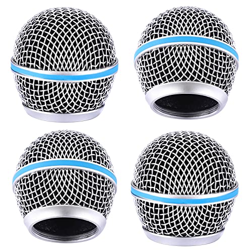 Facmogu Beta58A Steel Mesh Microphone Grill Head, Blue Microphone Grille Replacement Head for DIY Parts Accessory, Mic Replacement Grill Cover Built in Foam Filter, Mic Grilles Head for SM58 SM58S - Image 1