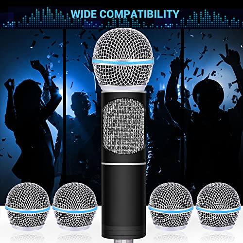 Facmogu Beta58A Steel Mesh Microphone Grill Head, Blue Microphone Grille Replacement Head for DIY Parts Accessory, Mic Replacement Grill Cover Built in Foam Filter, Mic Grilles Head for SM58 SM58S - Image 5