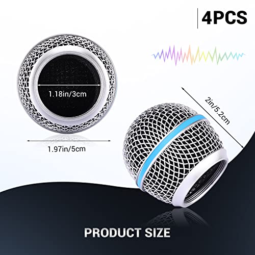 Facmogu Beta58A Steel Mesh Microphone Grill Head, Blue Microphone Grille Replacement Head for DIY Parts Accessory, Mic Replacement Grill Cover Built in Foam Filter, Mic Grilles Head for SM58 SM58S - Image 3