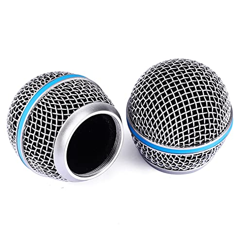 Facmogu Beta58A Steel Mesh Microphone Grill Head, Blue Microphone Grille Replacement Head for DIY Parts Accessory, Mic Replacement Grill Cover Built in Foam Filter, Mic Grilles Head for SM58 SM58S - Image 2