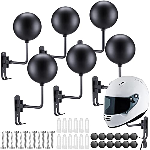 Shimeyao 6 Pack Motorcycle Helmet Rack Wall Mount Helmet Holder 180° Rotation Motorcycle Gear Hanger Display Stand with 2 Hooks for Men Women, Bike Coats, Caps, Jacket, Glove, Sportswear Accessories - Image 1