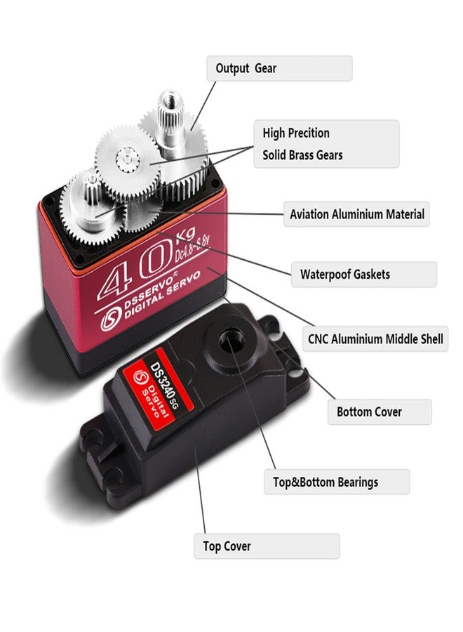 ZOSKAY Servo Motor 40Kg High Speed servo Metal Gear Digital Servo RC Baja Servo for 1/8 1/10 Scale RC Cars (180 Degree) - Image 3