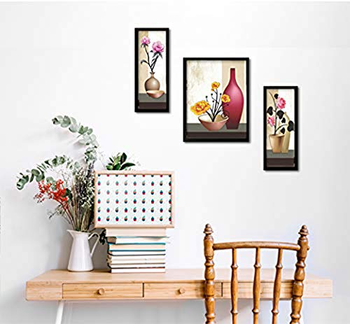 PAPER PLANE DESIGN Floral Wall Painting with Frames Wall Art Hanging - Set of 3 (Black, 35 cm x 52 cm) - Image 5