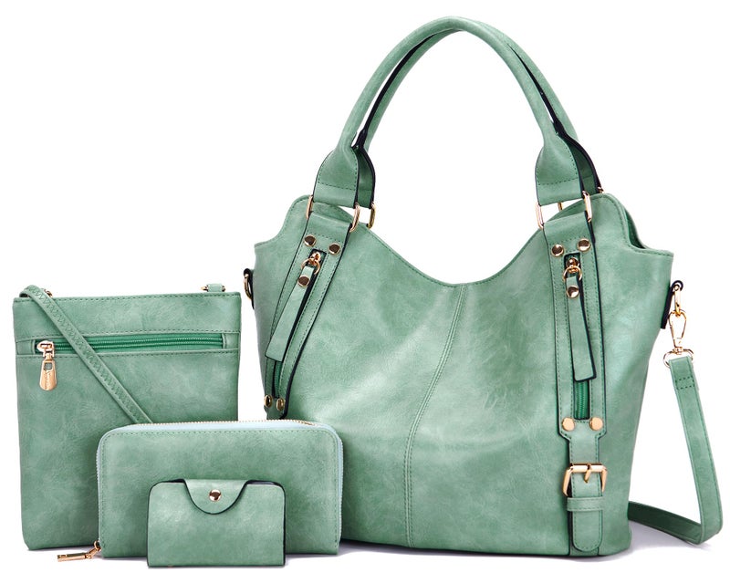Soperwillton Purses for Women Large Shoulder Handbag Tote PU Leather Hobo Crossbody Bag Ladies Wallet Set 4pcs - Image 1