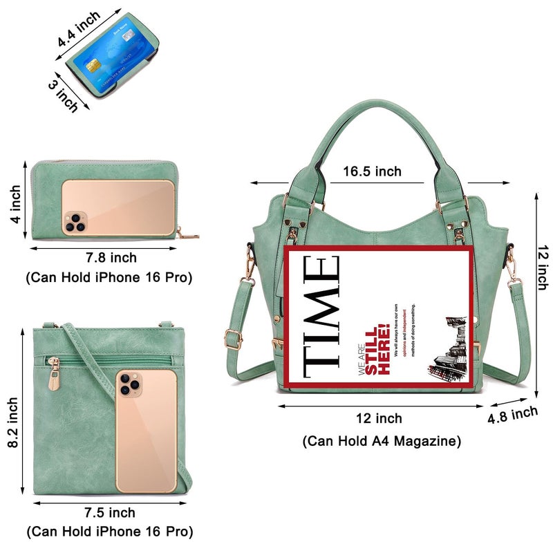 Soperwillton Purses for Women Large Shoulder Handbag Tote PU Leather Hobo Crossbody Bag Ladies Wallet Set 4pcs - Image 4
