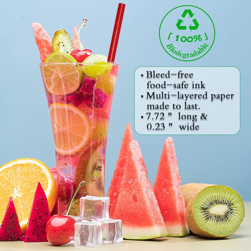 Visen 100 Pack Red Paper Straws,Biodegradable Red Straws,Disposable Paper Drinking Straws,Cake Pop Sticks,Foil Paper Straws for Birthday Bridal/Baby Shower Wedding Party Supplies Decorations - Image 5