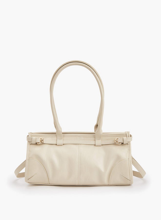 Flora Bella By Shoexpress Solid Double Handle Shoulder Bag with Detachable Strap  - Image 2