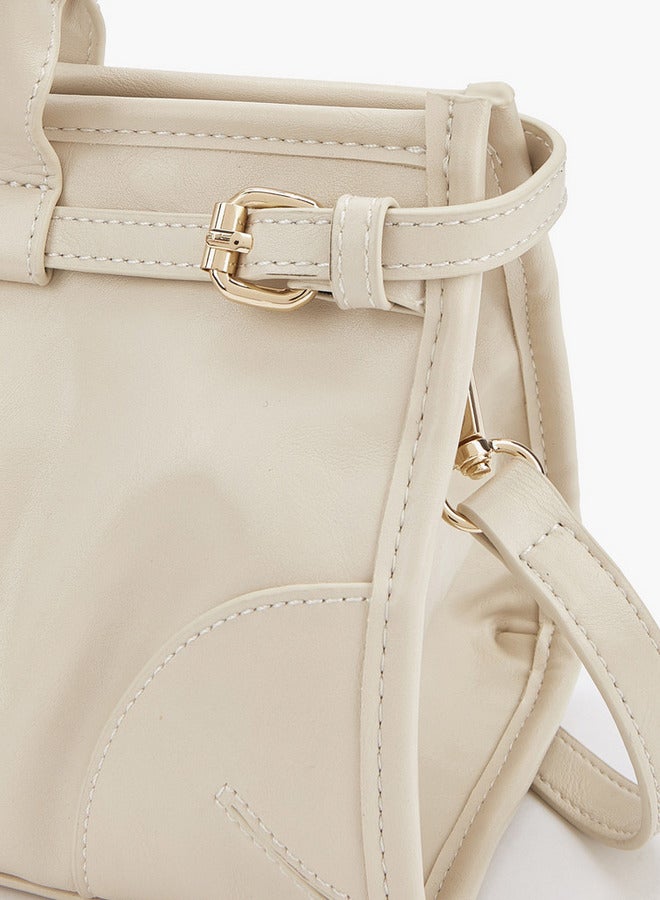 Flora Bella By Shoexpress Solid Double Handle Shoulder Bag with Detachable Strap  - Image 3