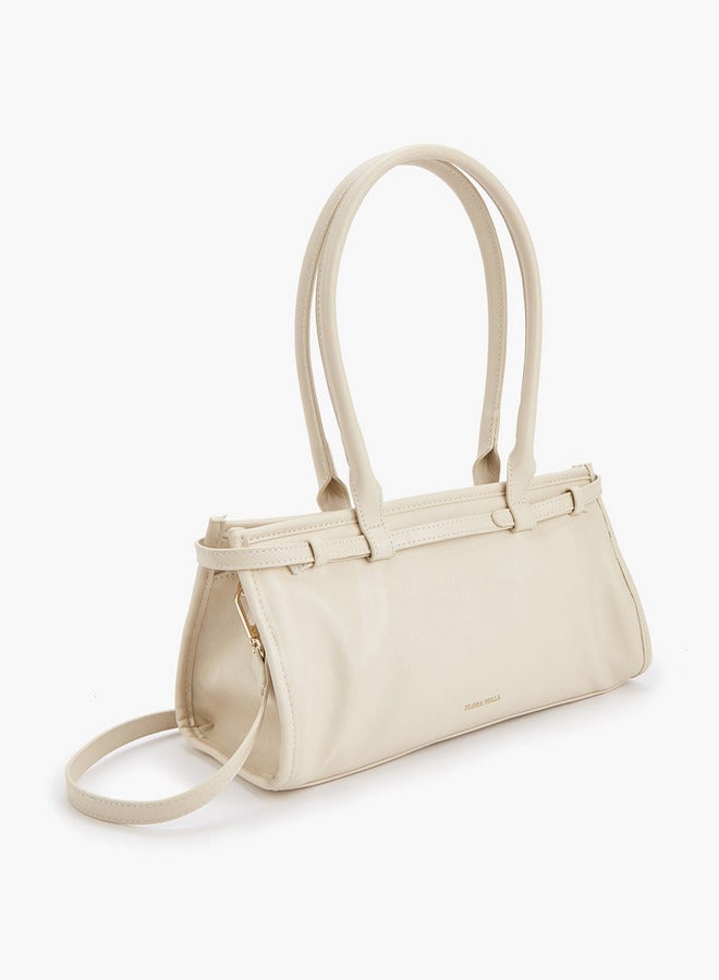 Flora Bella By Shoexpress Solid Double Handle Shoulder Bag with Detachable Strap  - Image 4