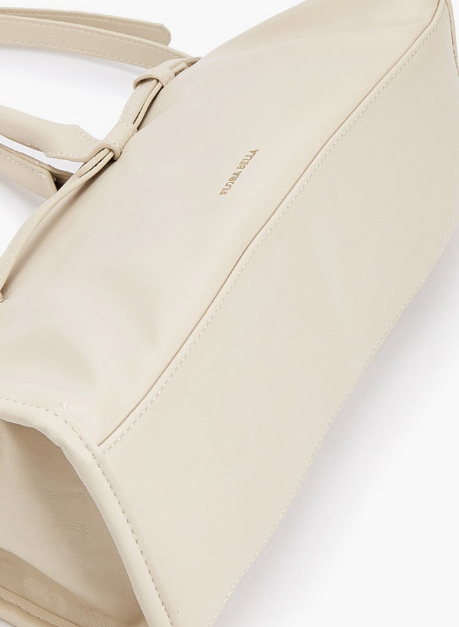 Flora Bella By Shoexpress Solid Double Handle Shoulder Bag with Detachable Strap  - Image 5