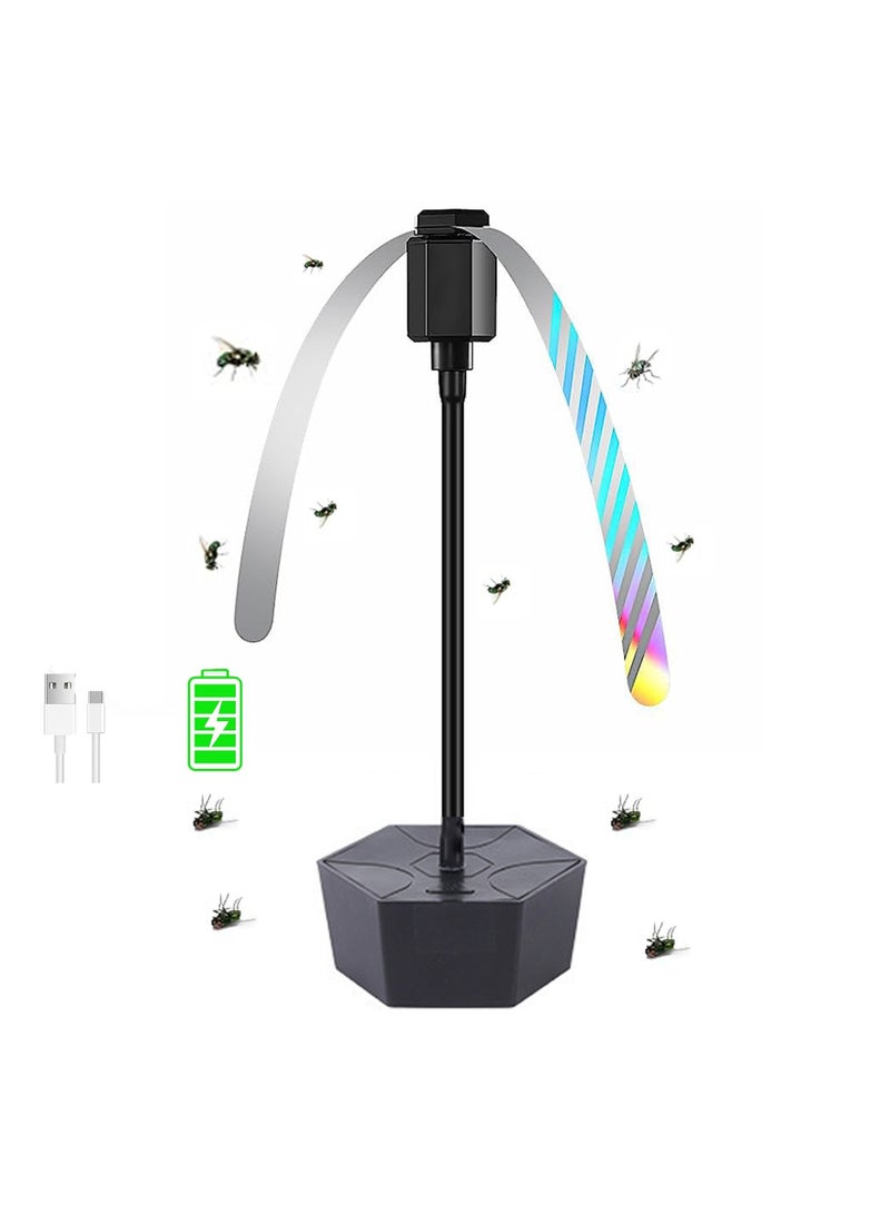 مروحات طيران قابلة للشحن محمولة للطاولات - طارد طيران مرن لتناول الطعام في الهواء الطلق، حافظ على أمان الطعام بتصميم هولوجرافي وشفرات خارجية، مثالي للنزهات والتجمعات. - Image 1