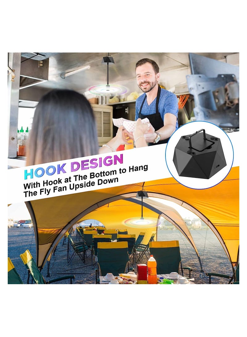 مروحات طيران قابلة للشحن محمولة للطاولات - طارد طيران مرن لتناول الطعام في الهواء الطلق، حافظ على أمان الطعام بتصميم هولوجرافي وشفرات خارجية، مثالي للنزهات والتجمعات. - Image 4