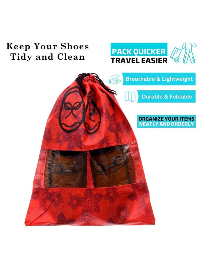 Kuber Industries Kuber Industries Shoe Cover | Non-woven Travel Shoe Storage Bags | Shoe Cover with Drawstring | Shoe Organizer with Clear window | Pack of 6 | Multi - Image 2