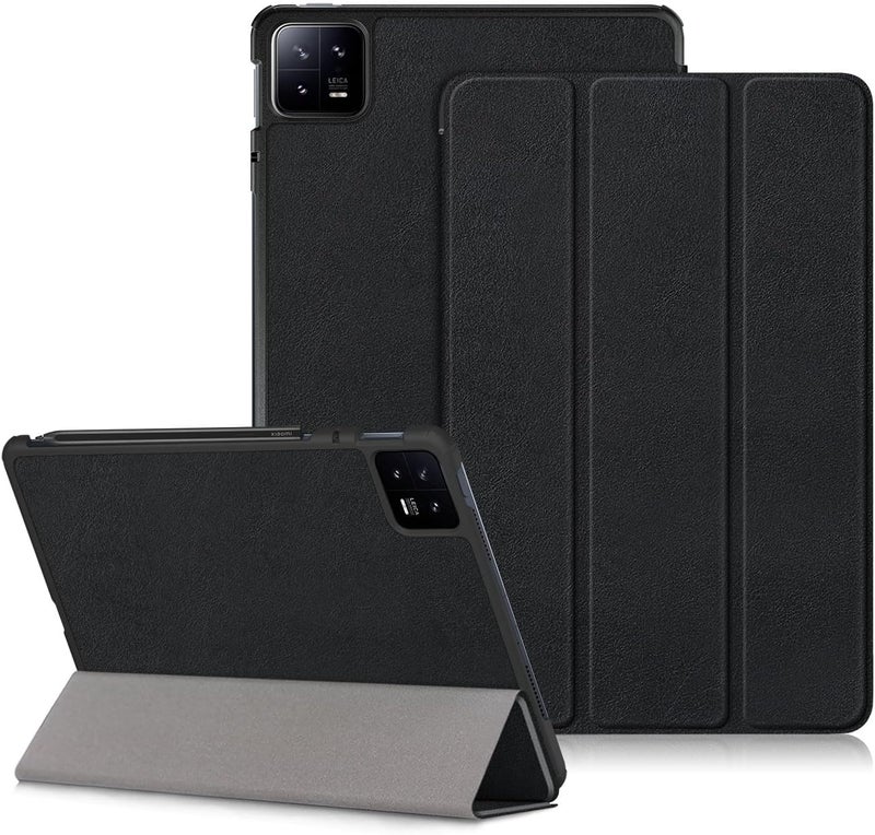 Excefore Case For Xiaomi Pad 6 / Pad 6 Pro, Slim Stand Hard Back Shell Cover With Auto Wake And Sleep, Tri Fold Slim Lightweight Hard Shell Smart Protective Cover, Black, 11 Inch - Image 1