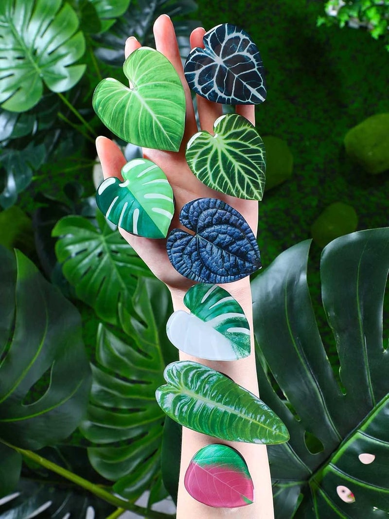 Macarrie 8 Pcs Tropical Leaves Phone Holder Green Plant Cell Phone Grip Holder Monstera Philodendron Anthurium Mobile Cute Holder for Smartphone and Tablets - Image 1