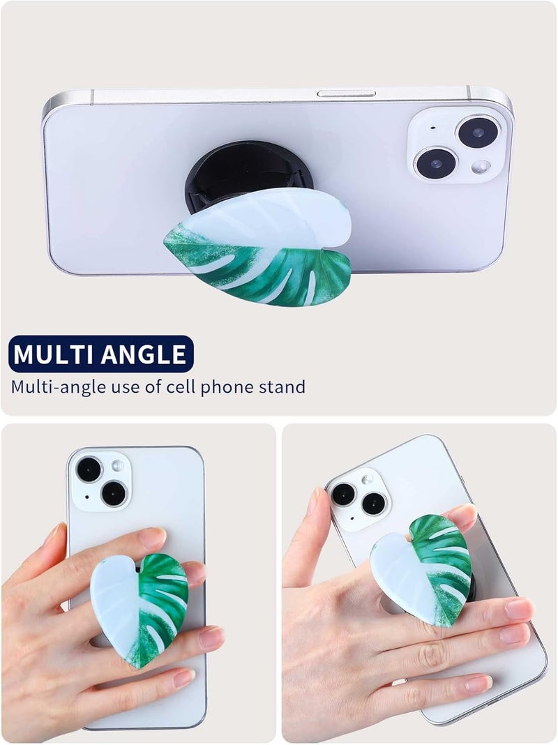 Macarrie 8 Pcs Tropical Leaves Phone Holder Green Plant Cell Phone Grip Holder Monstera Philodendron Anthurium Mobile Cute Holder for Smartphone and Tablets - Image 4